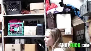 petite girl caught stealing guard in blue fucks her as punishment