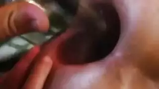 تجويف شرج عائشة العميق يركب زجاجة زجاجية
