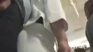 crowded bus porn: man shoves his cock deep in her ass crack