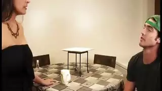 erotic spa fantasy: client fills masseuses mouth with his load